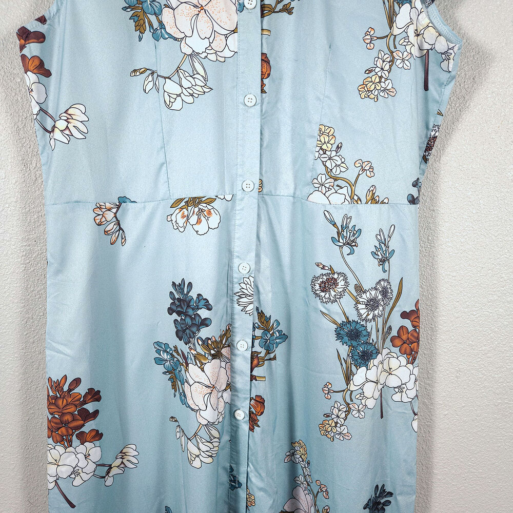 Misslook Floral Button Down Maxi Dress Blue Size XL Cottagecore Prairie - Picture 5 of 11